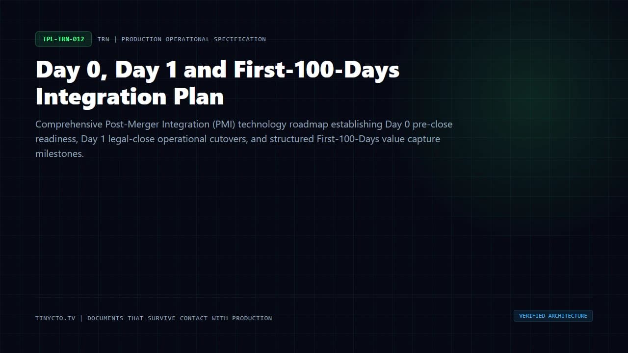 Day 0, Day 1 and First-100-Days Integration Plan blueprint visual card