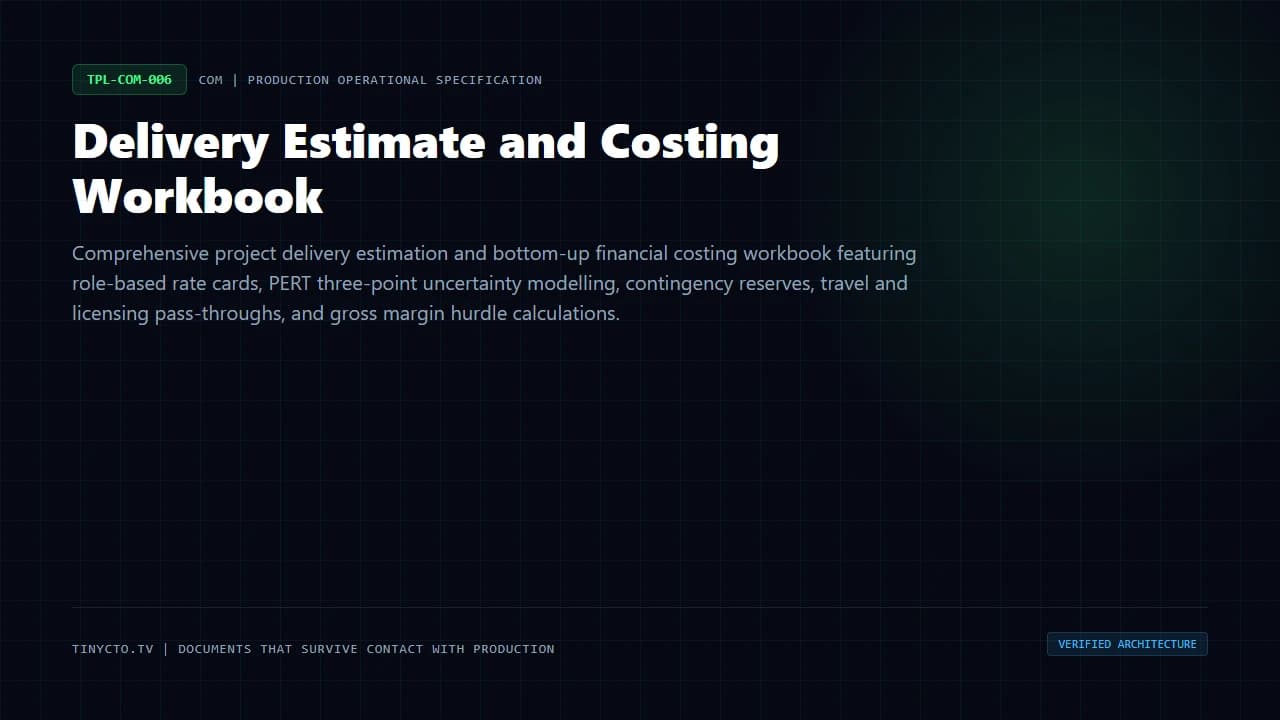 Delivery Estimate and Costing Workbook blueprint visual card