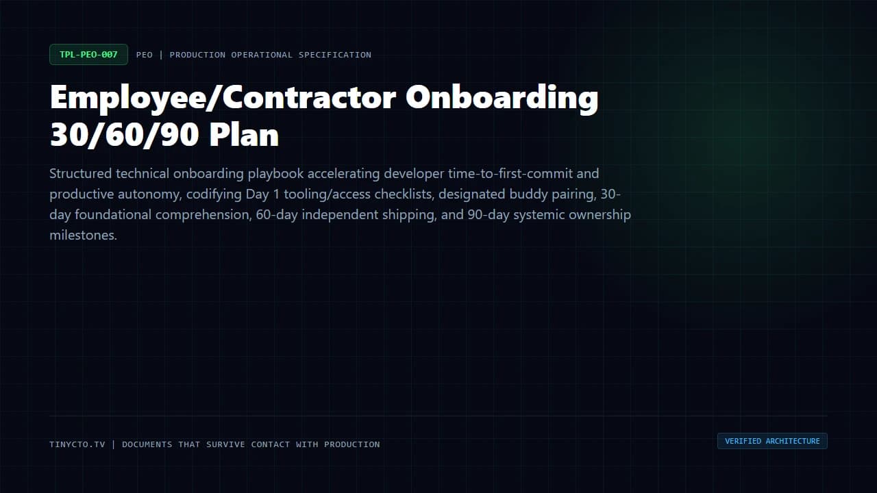 Employee/Contractor Onboarding 30/60/90 Plan blueprint visual card