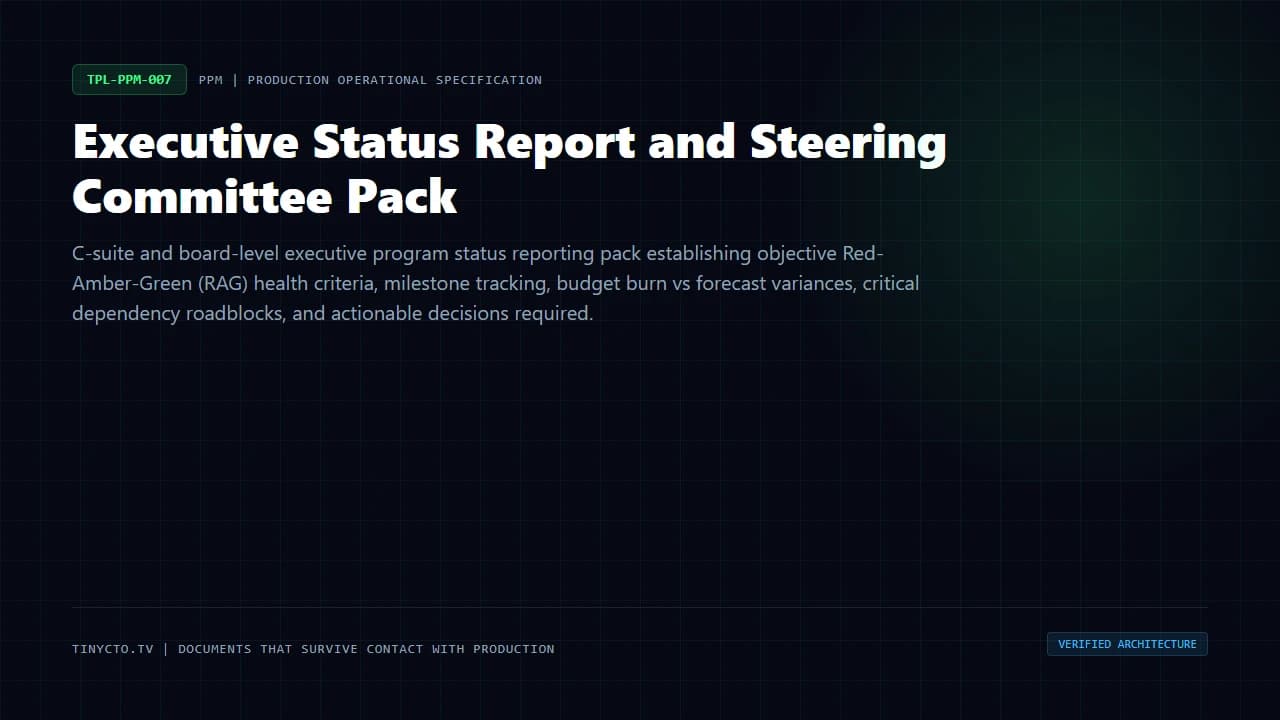 Executive Status Report and Steering Committee Pack blueprint visual card