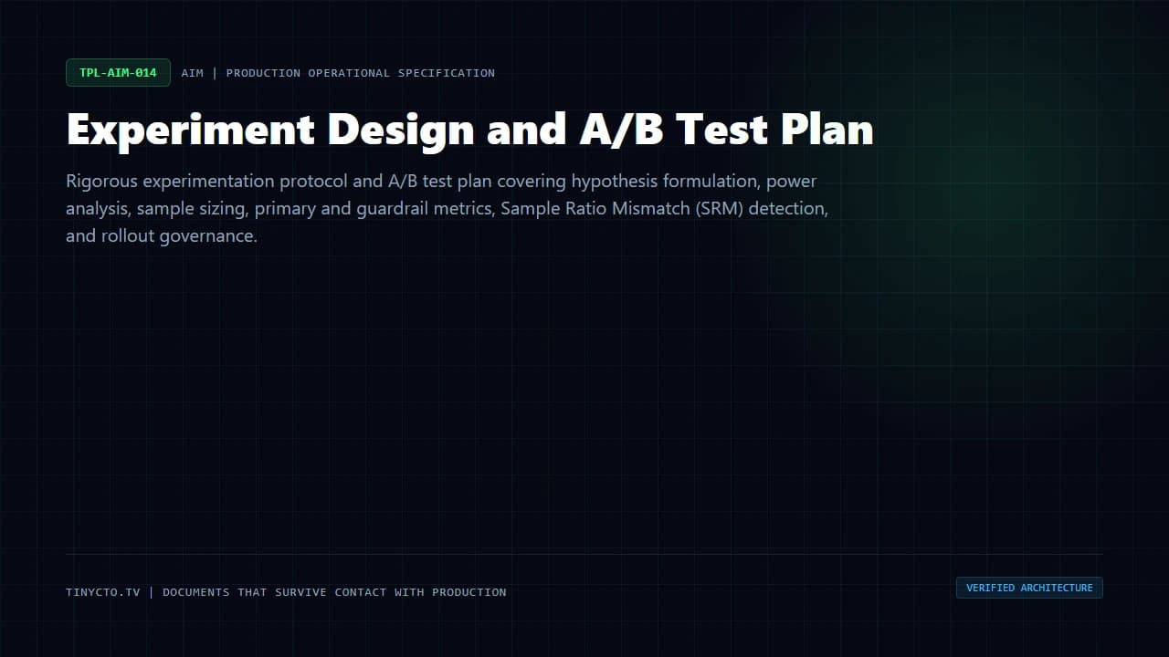 Experiment Design and A/B Test Plan blueprint visual card