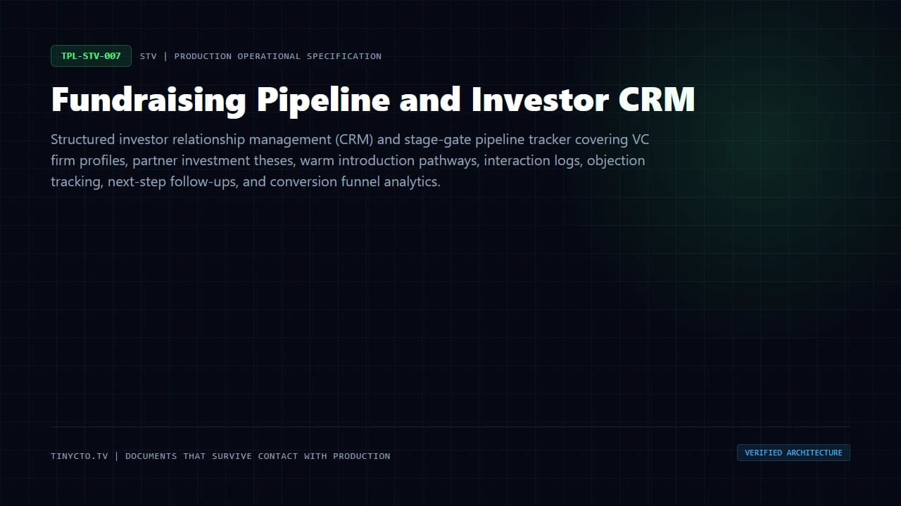 Fundraising Pipeline and Investor CRM blueprint visual card