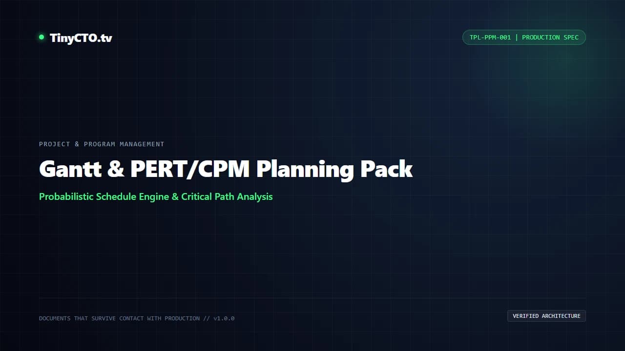 Gantt and PERT/CPM Planning Pack spreadsheet preview showing critical path calculation formulas.