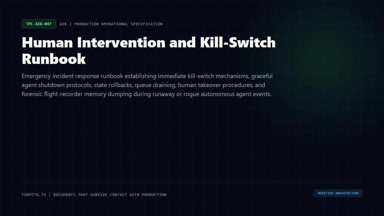 Human Intervention and Kill-Switch Runbook blueprint visual card