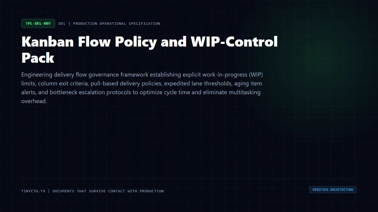 Kanban Flow Policy and WIP-Control Pack blueprint visual card