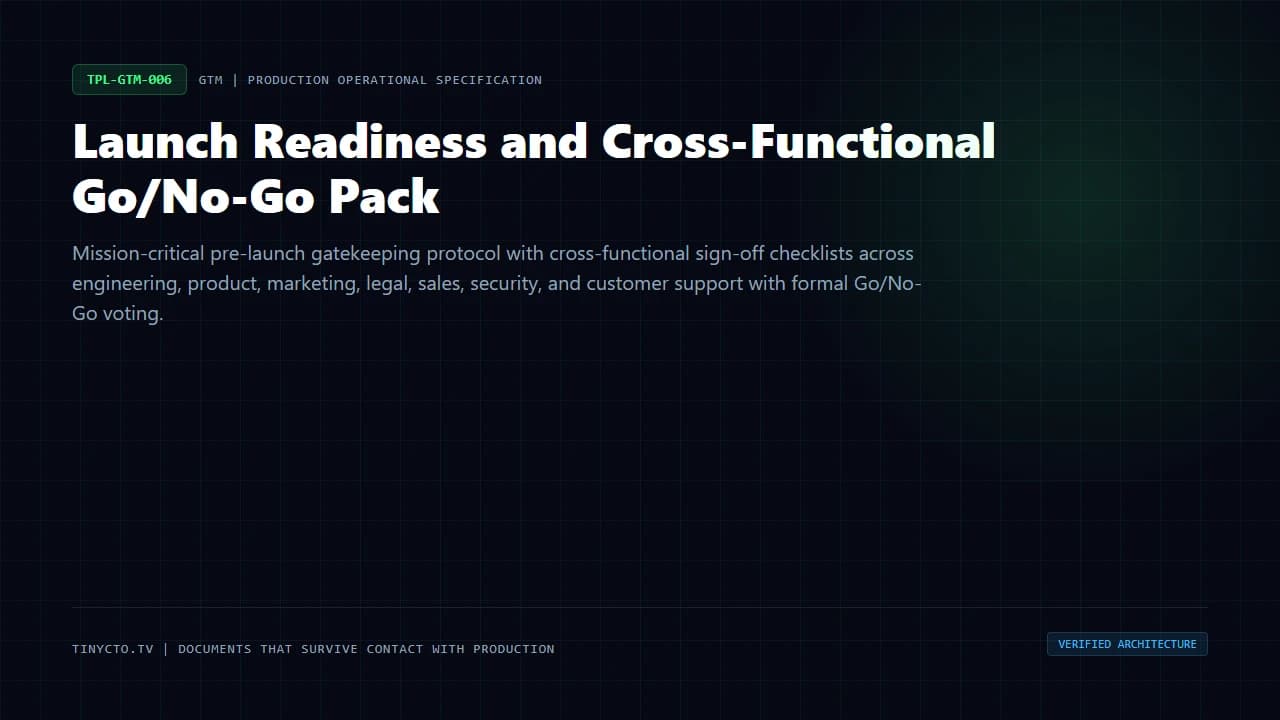 Launch Readiness and Cross-Functional Go/No-Go Pack blueprint visual card