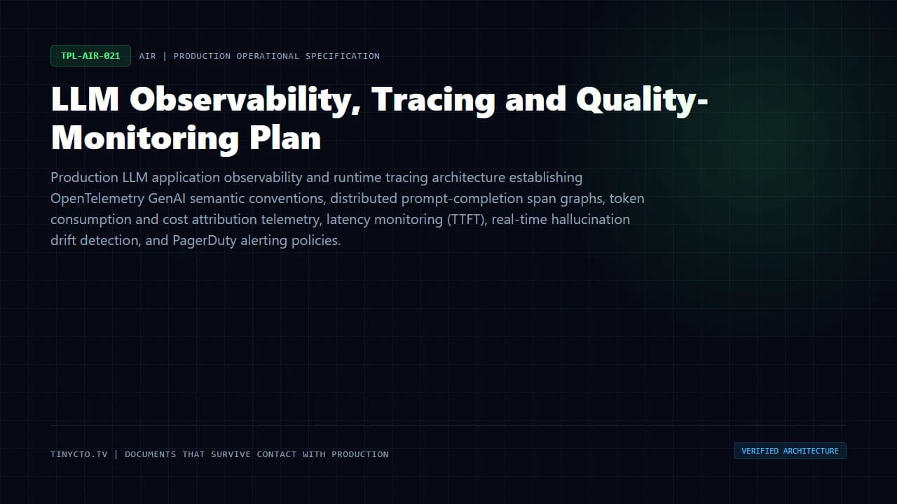 LLM Observability, Tracing and Quality-Monitoring Plan blueprint visual card