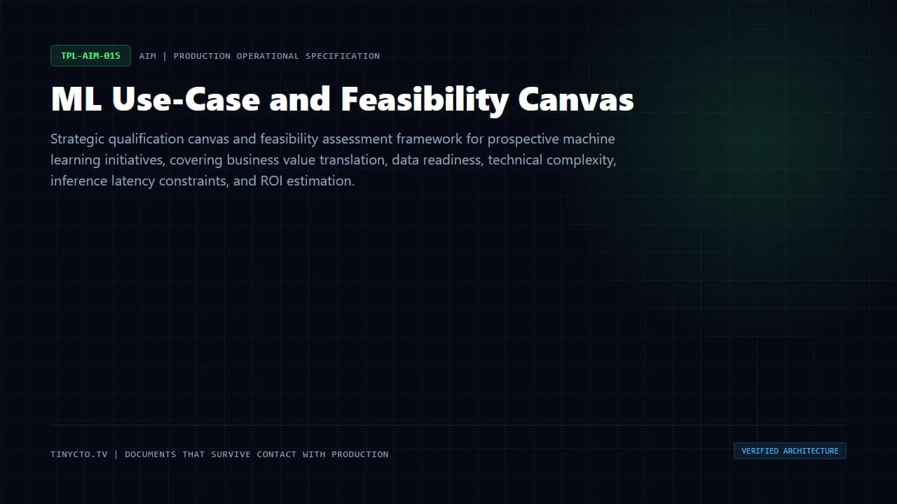 ML Use-Case and Feasibility Canvas blueprint visual card
