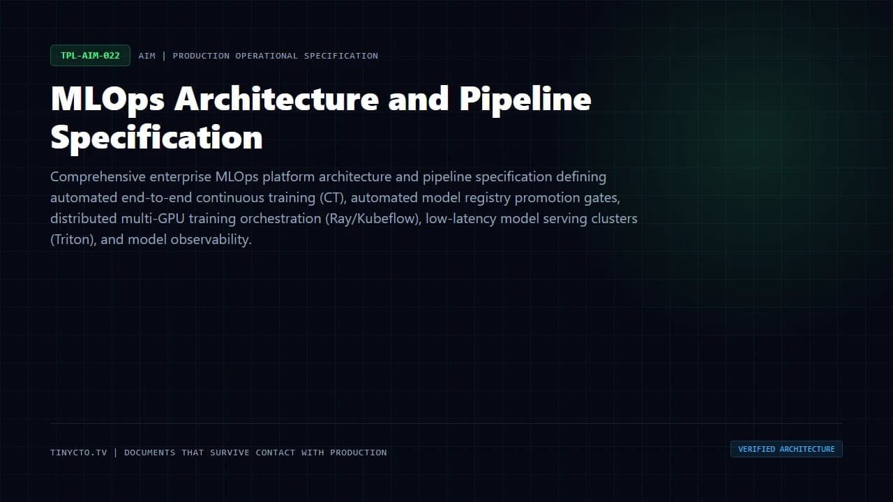 MLOps Architecture and Pipeline Specification blueprint visual card