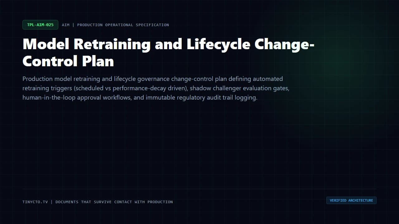 Model Retraining and Lifecycle Change-Control Plan blueprint visual card