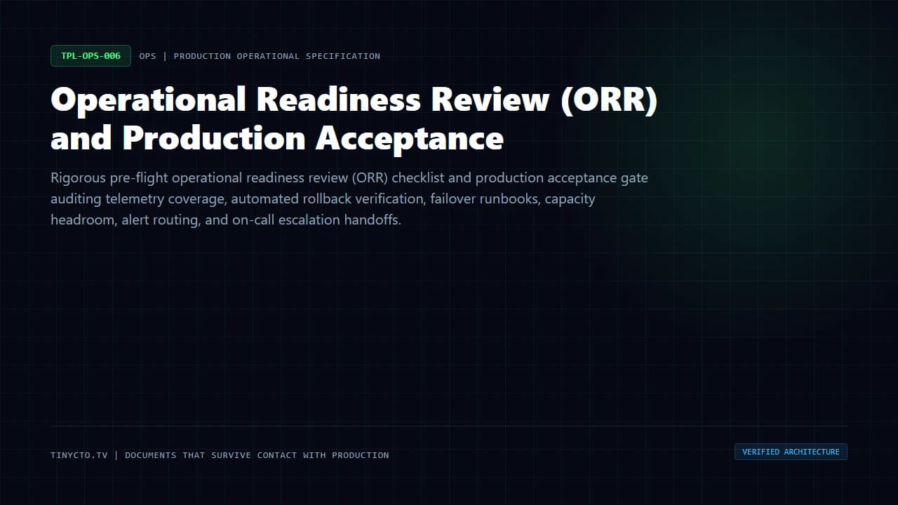 Operational Readiness Review (ORR) and Production Acceptance blueprint visual card