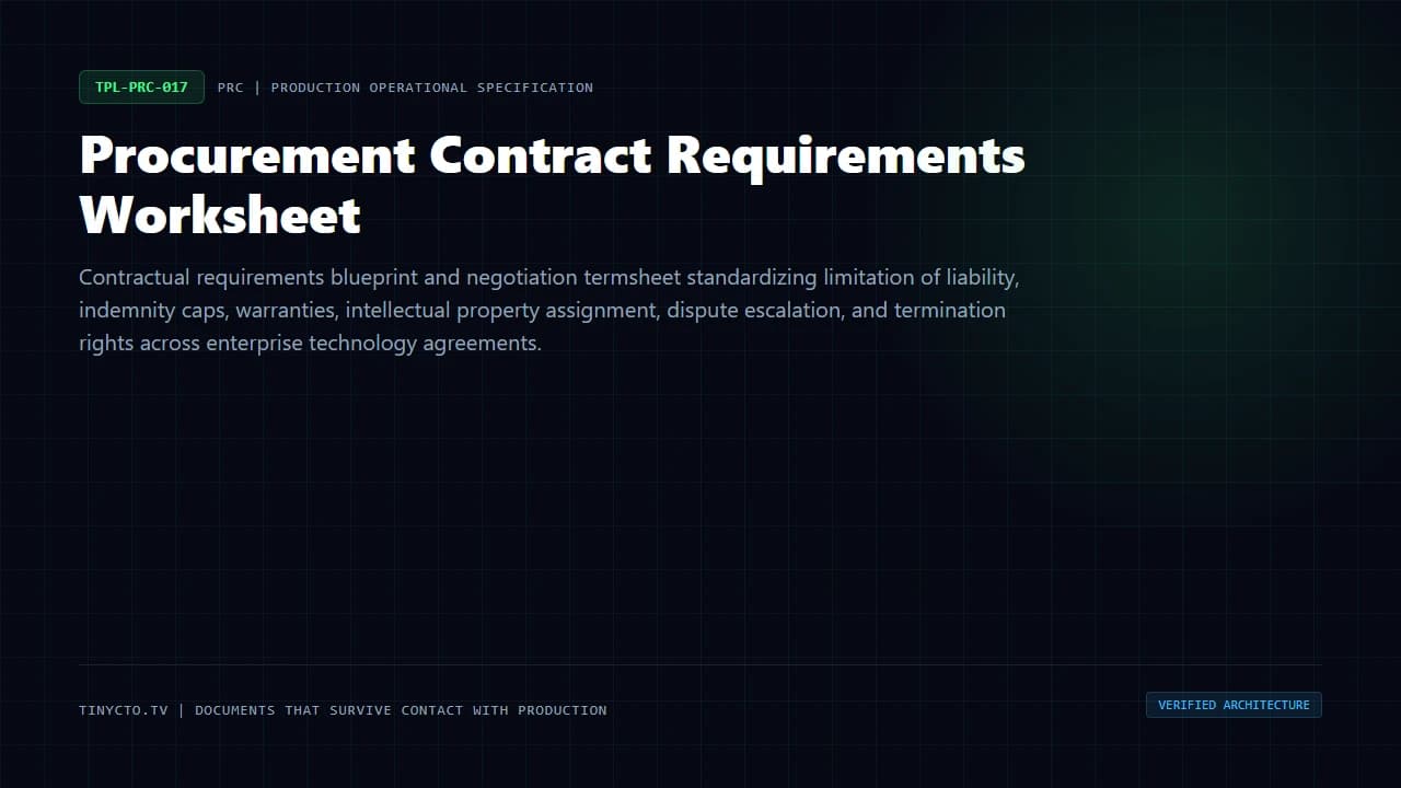 Procurement Contract Requirements Worksheet blueprint visual card