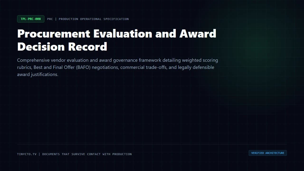 Procurement Evaluation and Award Decision Record blueprint visual card