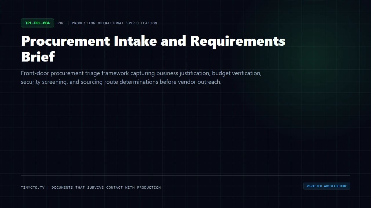 Procurement Intake and Requirements Brief blueprint visual card