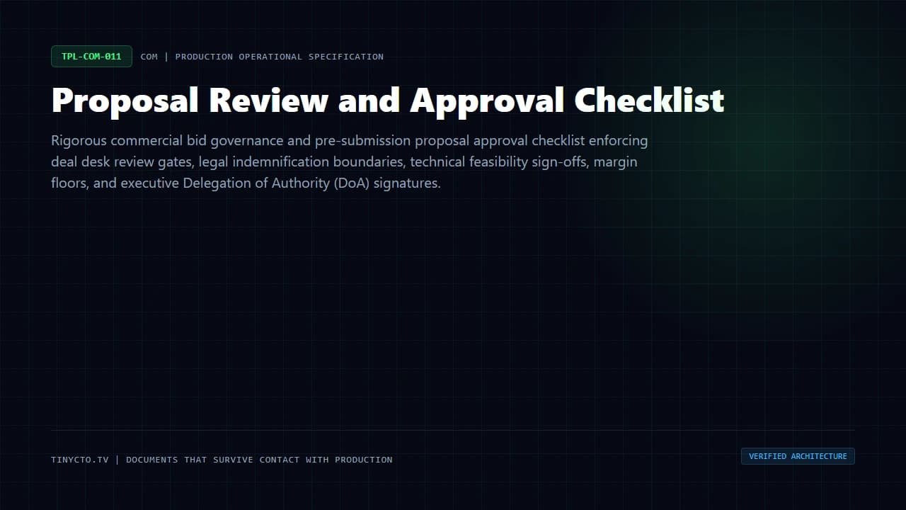Proposal Review and Approval Checklist blueprint visual card