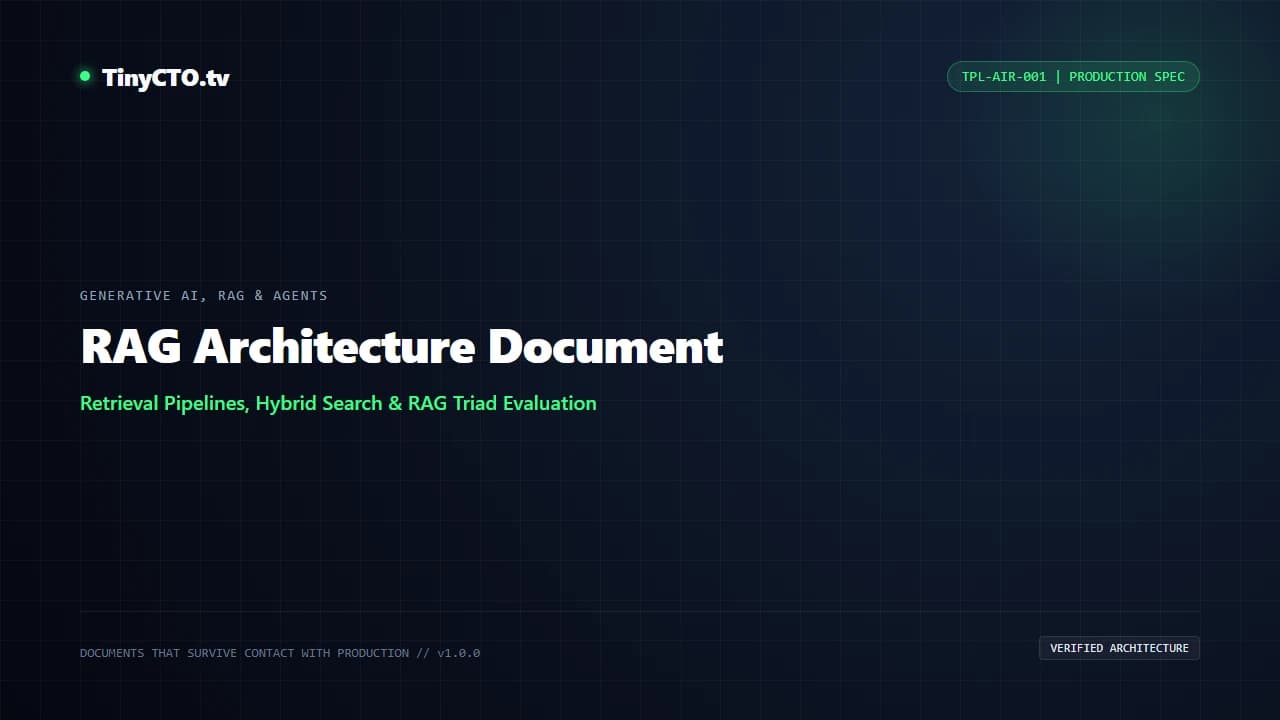 RAG Architecture Document technical diagram showing retrieval pipeline and evaluation triad.