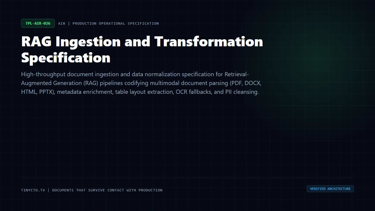 RAG Ingestion and Transformation Specification blueprint visual card