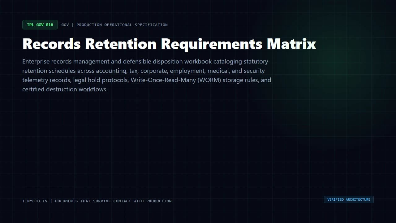 Records Retention Requirements Matrix blueprint visual card