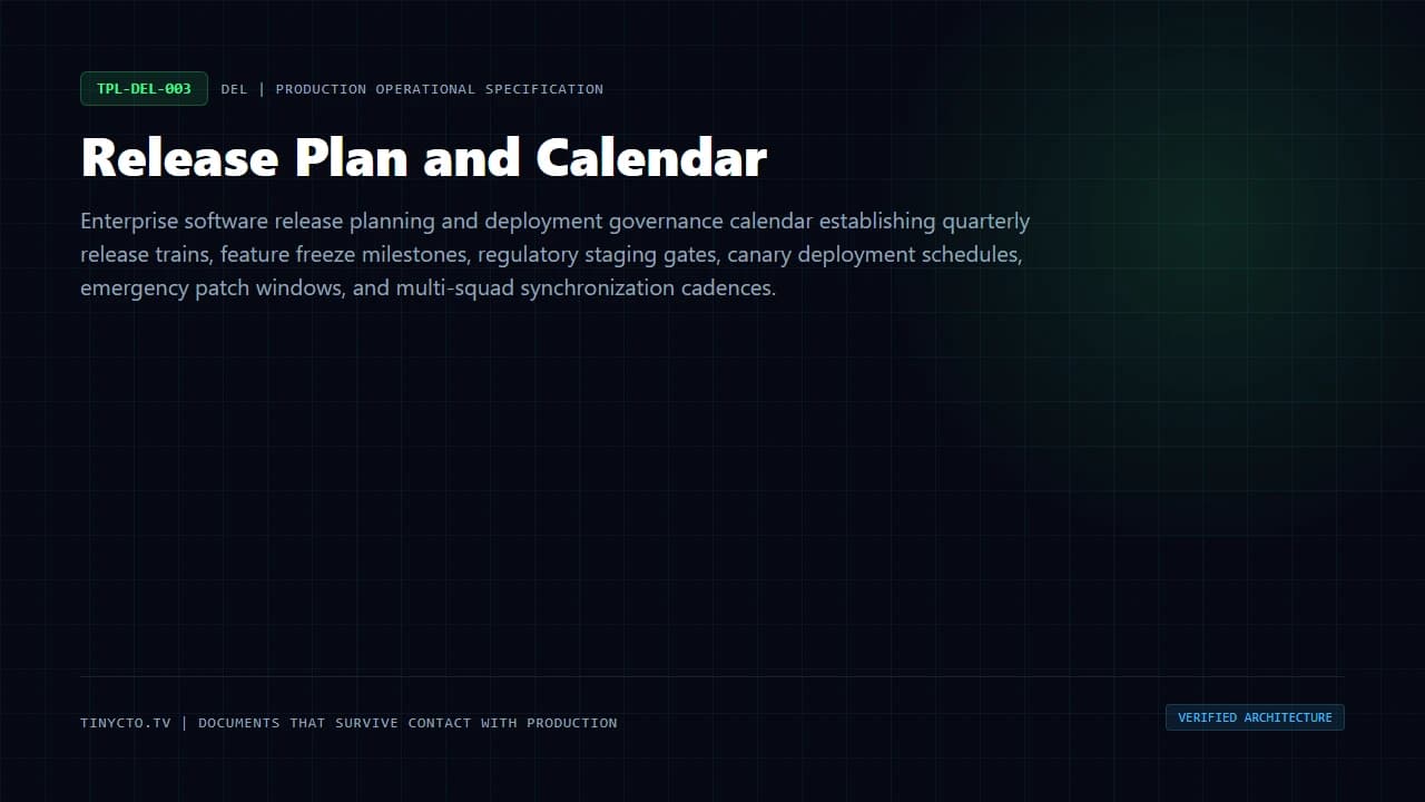 Release Plan and Calendar blueprint visual card