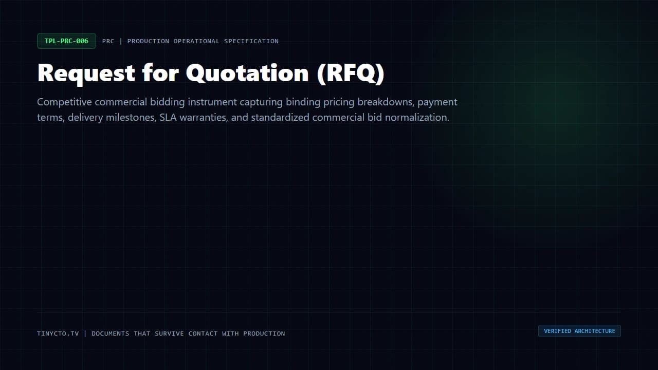 Request for Quotation (RFQ) blueprint visual card