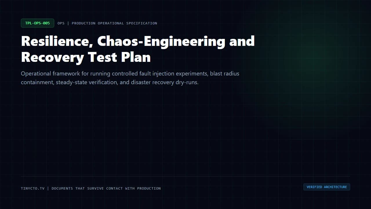 Resilience, Chaos-Engineering and Recovery Test Plan blueprint visual card