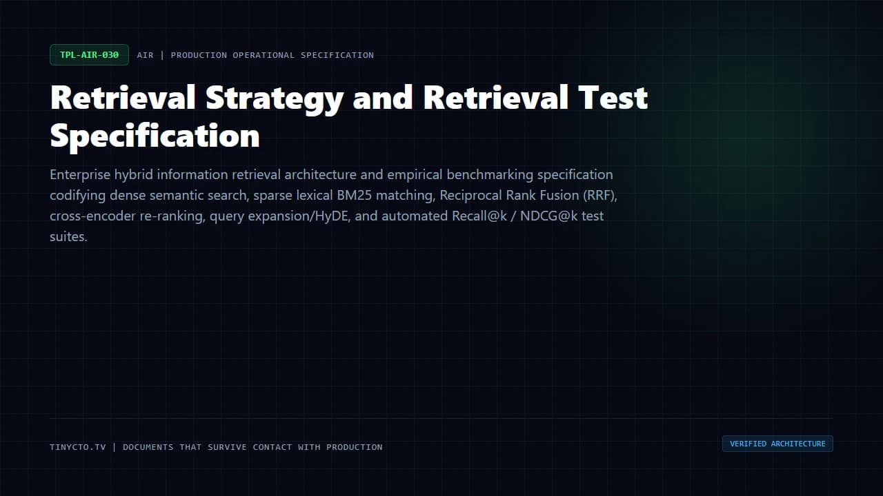 Retrieval Strategy and Retrieval Test Specification blueprint visual card