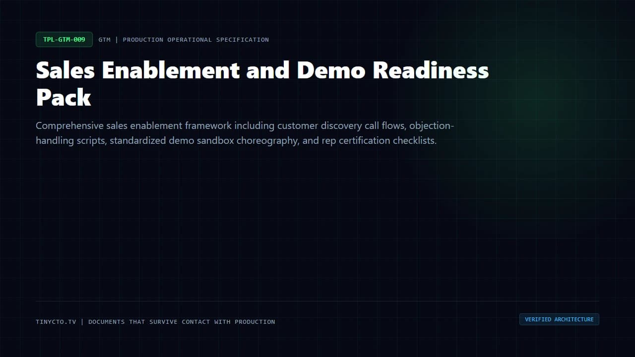 Sales Enablement and Demo Readiness Pack blueprint visual card