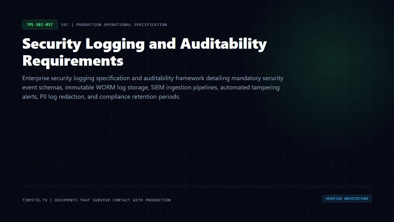 Security Logging and Auditability Requirements blueprint visual card