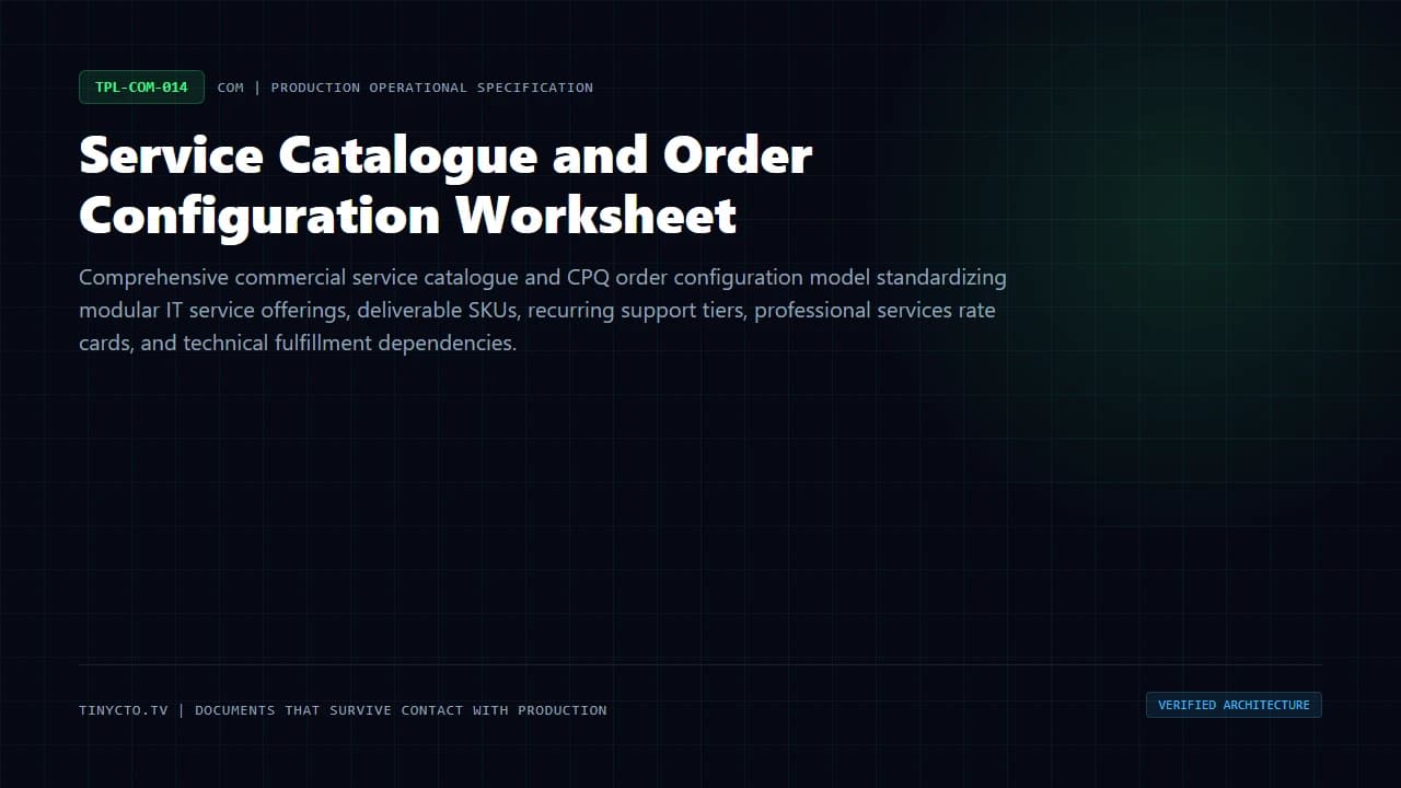 Service Catalogue and Order Configuration Worksheet blueprint visual card