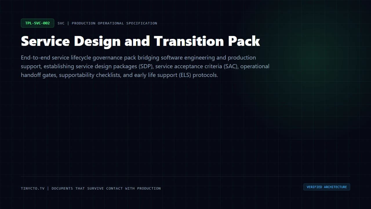 Service Design and Transition Pack blueprint visual card