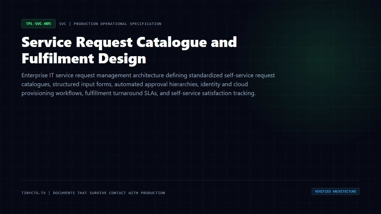 Service Request Catalogue and Fulfilment Design blueprint visual card