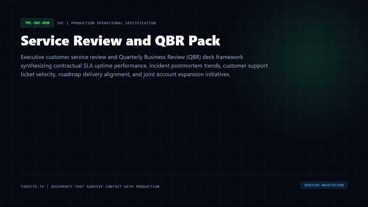 Service Review and QBR Pack blueprint visual card