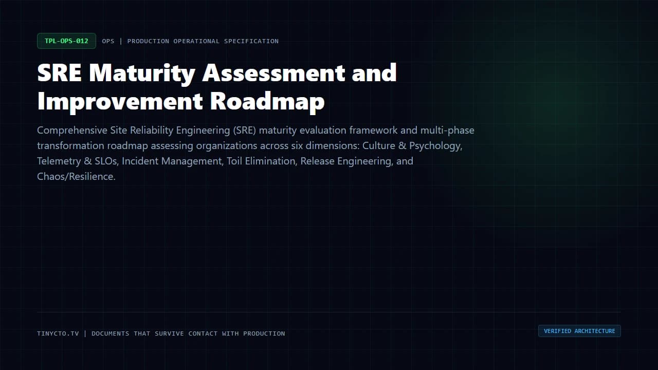 SRE Maturity Assessment and Improvement Roadmap blueprint visual card