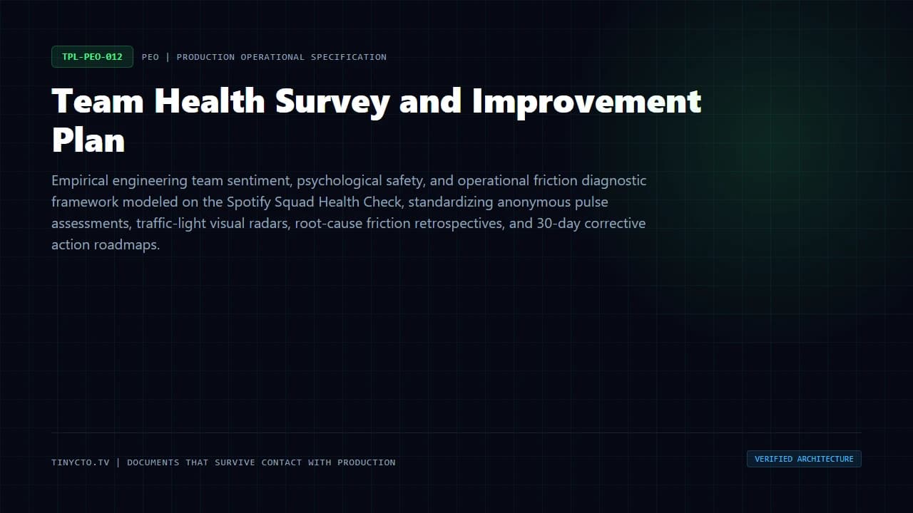 Team Health Survey and Improvement Plan blueprint visual card