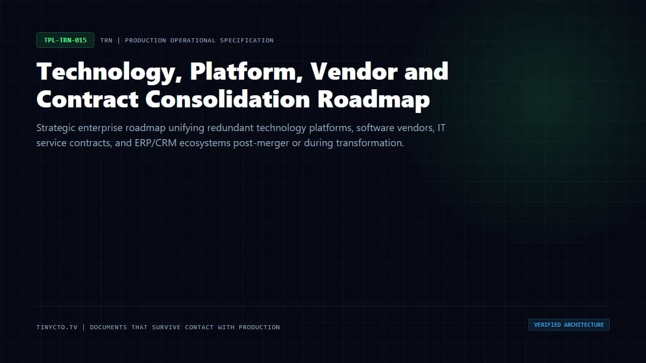 Technology, Platform, Vendor and Contract Consolidation Roadmap blueprint visual card