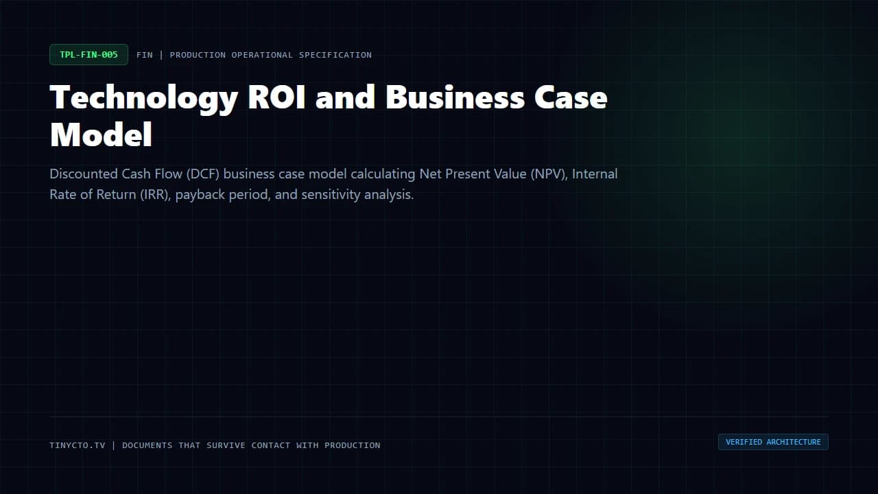 Technology ROI and Business Case Model blueprint visual card