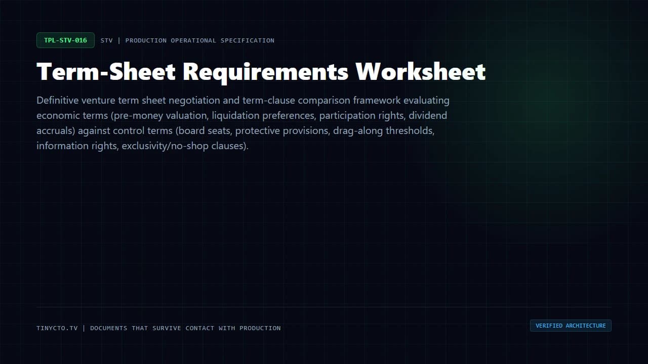 Term-Sheet Requirements Worksheet blueprint visual card