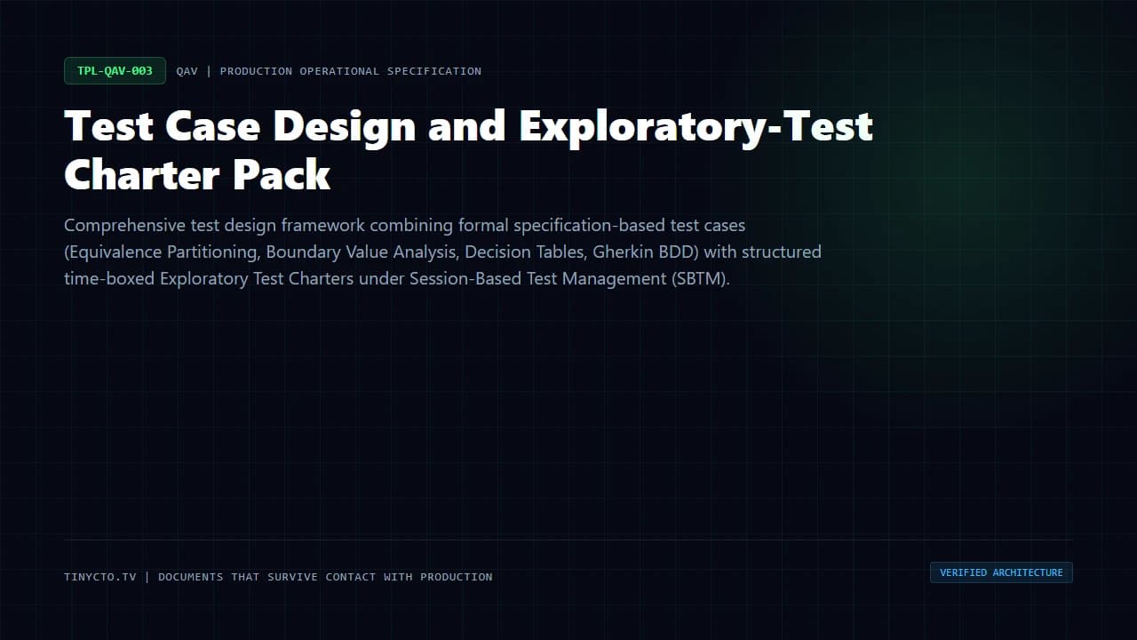 Test Case Design and Exploratory-Test Charter Pack blueprint visual card