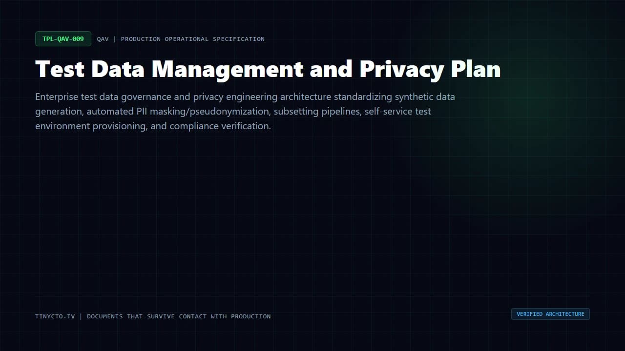 Test Data Management and Privacy Plan blueprint visual card