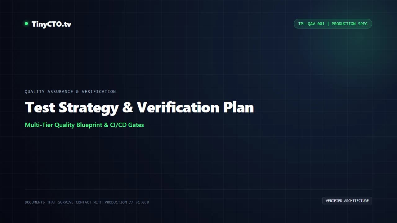 Test Strategy & Verification Plan blueprint visual card