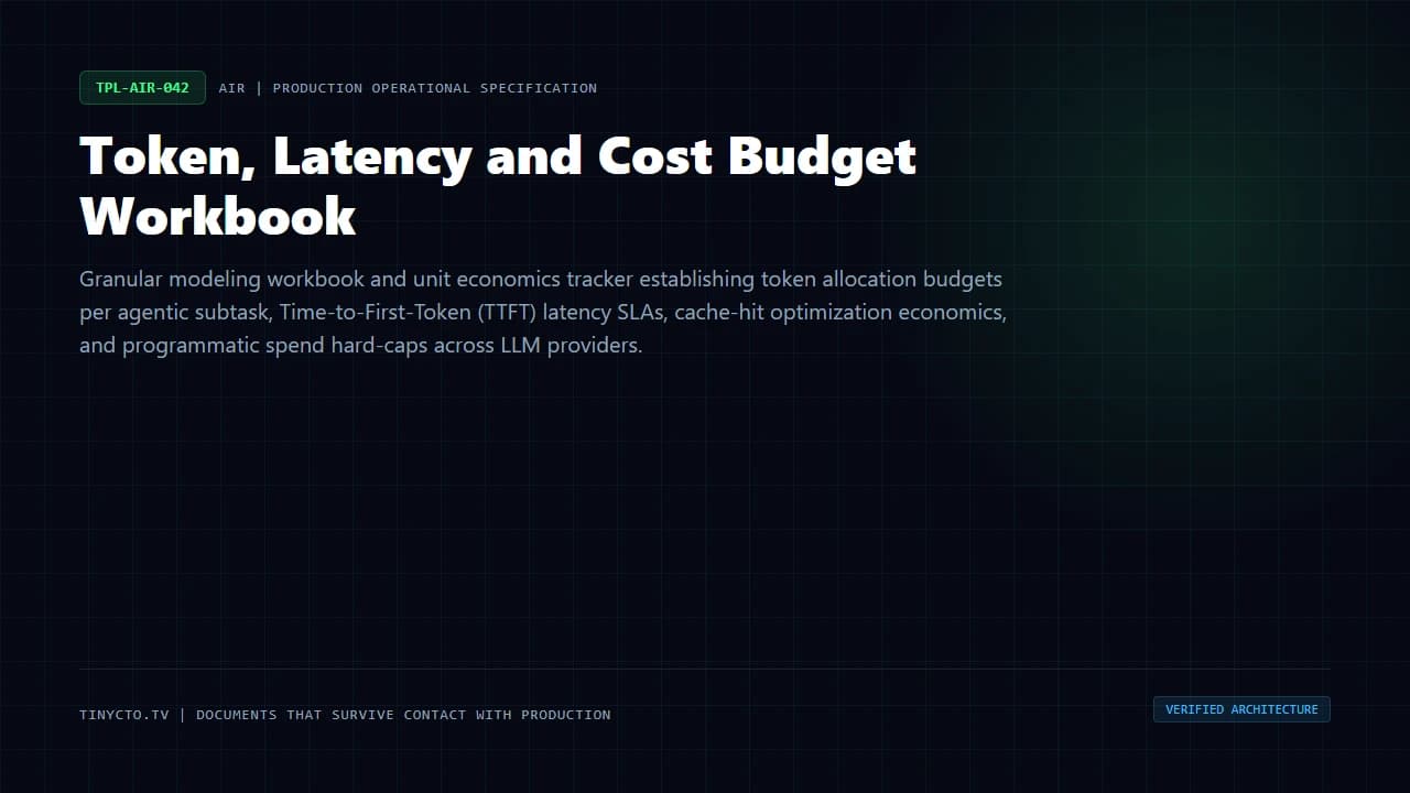 Token, Latency and Cost Budget Workbook blueprint visual card