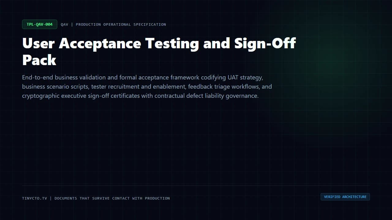User Acceptance Testing and Sign-Off Pack blueprint visual card