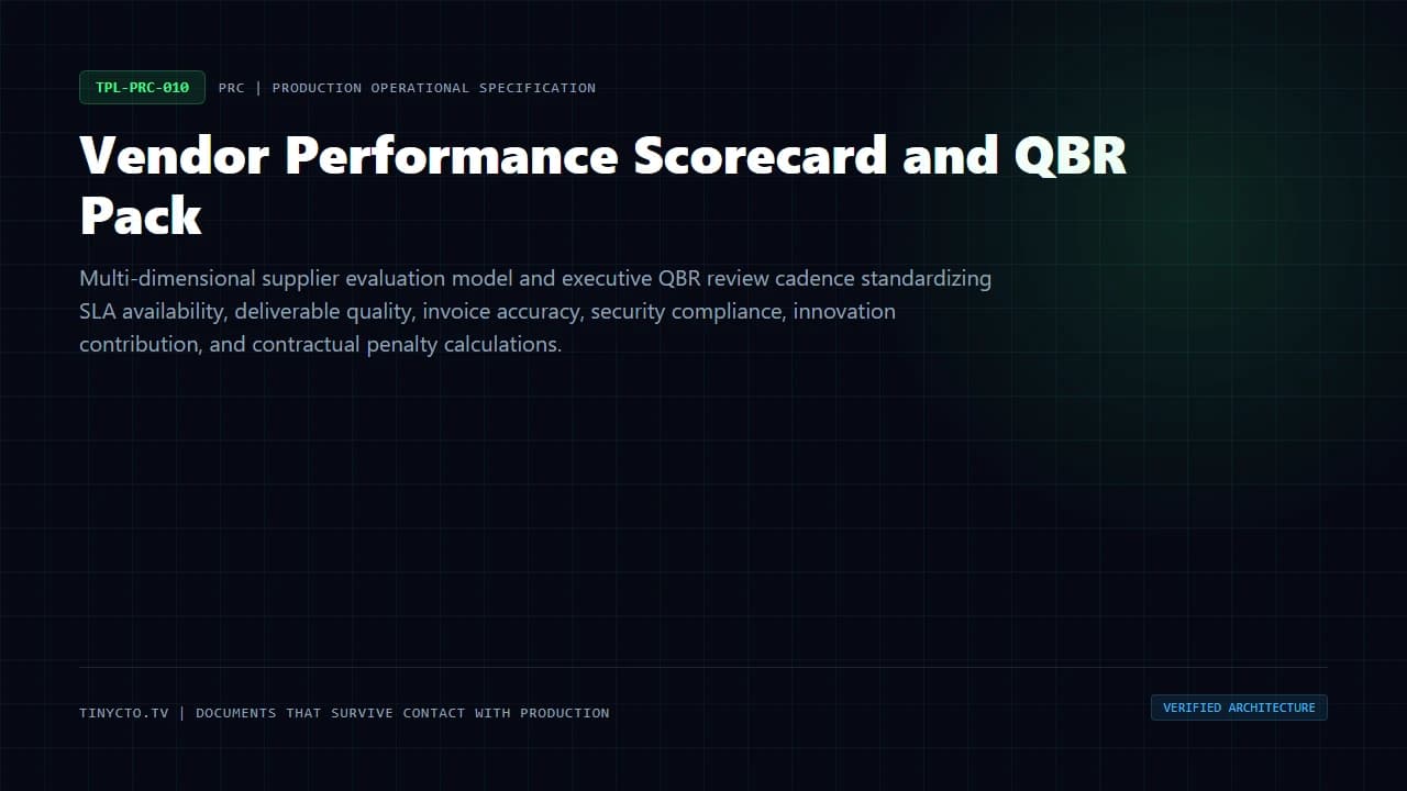 Vendor Performance Scorecard and QBR Pack blueprint visual card