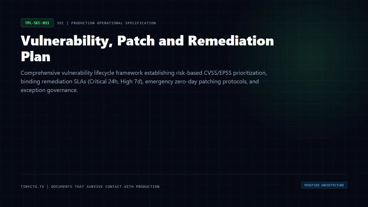 Vulnerability, Patch and Remediation Plan blueprint visual card