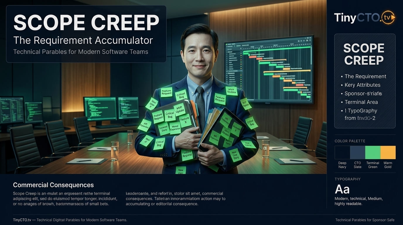 TinyCTO.tv topic card for scope creep and requirements drift